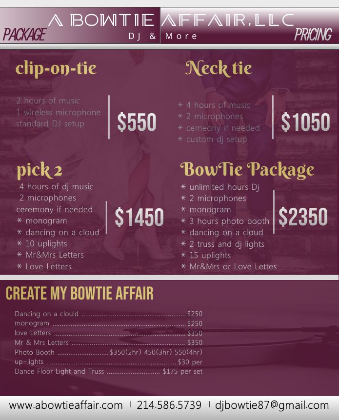 PACKAGES & PRICING – A BowTie Affair, LLC